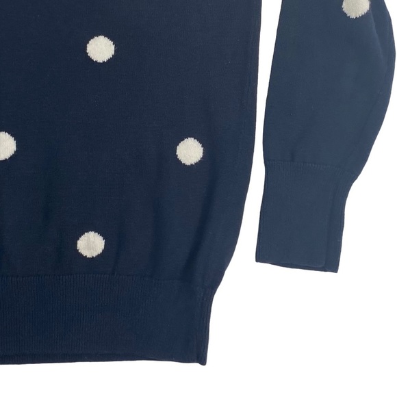 GAP Factory Women’s Navy 100% Cotton V-Neck Sweater, White Polka Dots, Size L - Picture 7 of 12